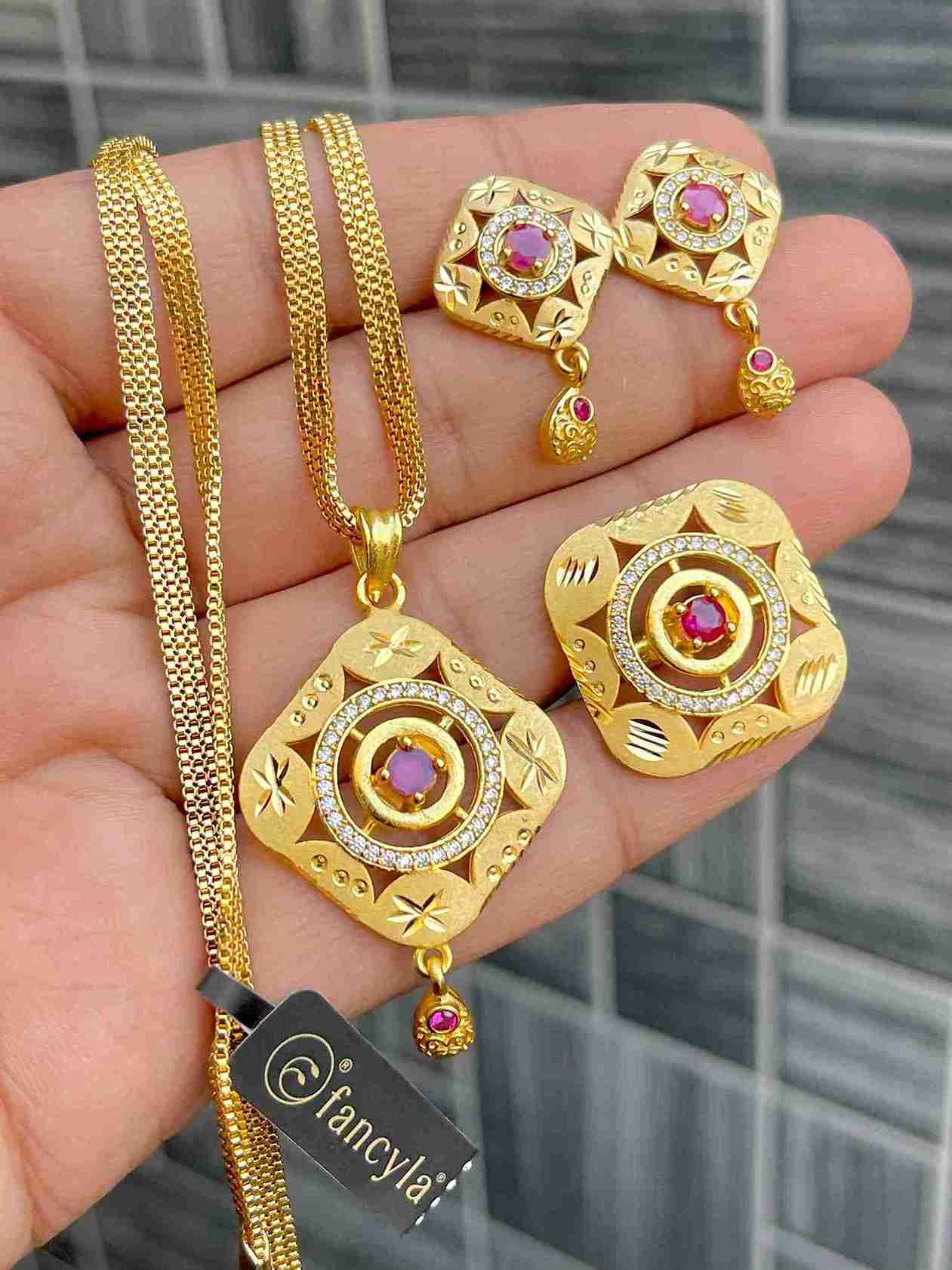 Gold Plated Pendant With Tops Ad Adjustable Ring Combo...